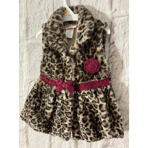 Little Lass Size 18 Mos. Leopard cheetah Button Up Vest Jacket - Picture 1 of 6